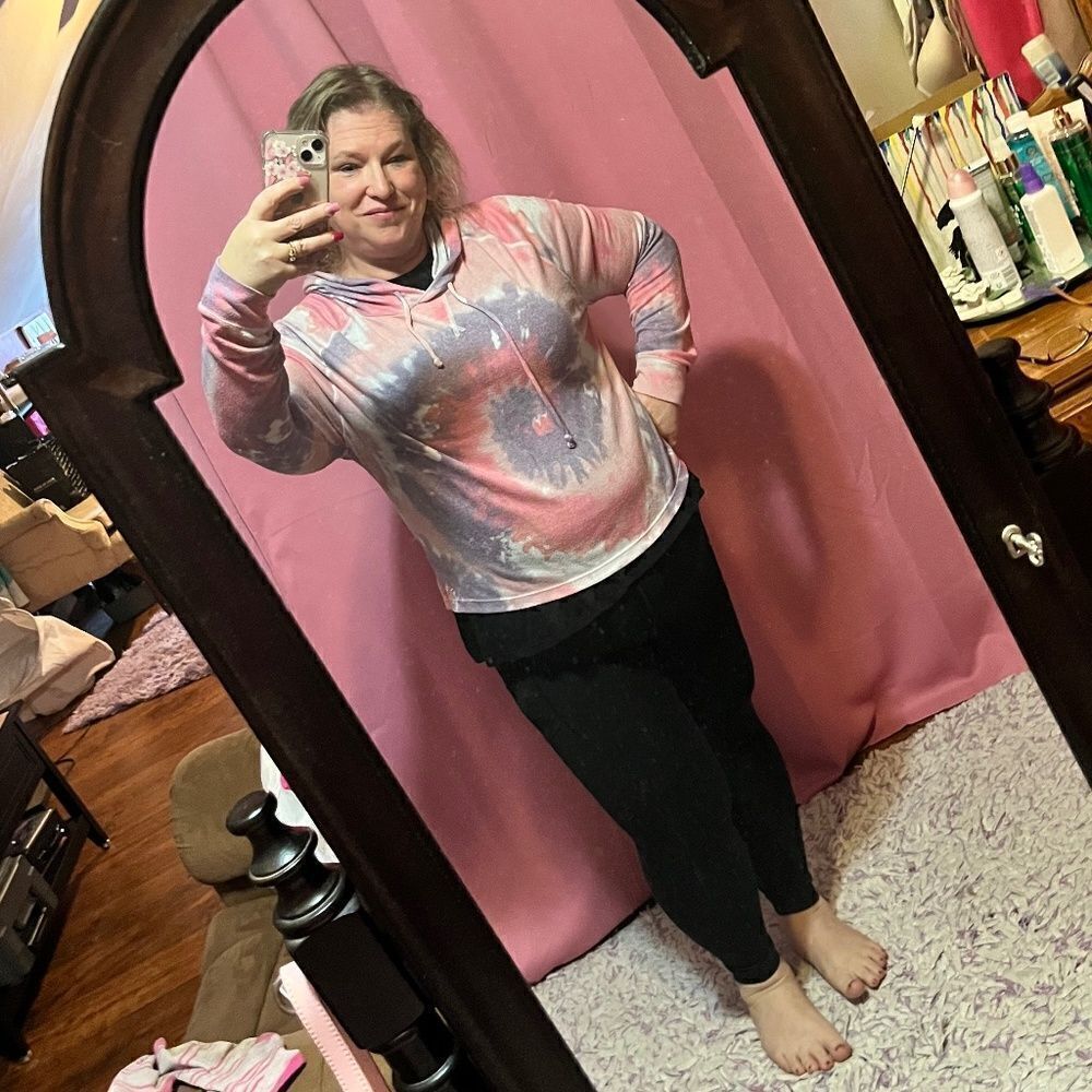 Victorias Secret Pink Large Tie Dyed Sweater With Hood "Some Piling" Hoodie